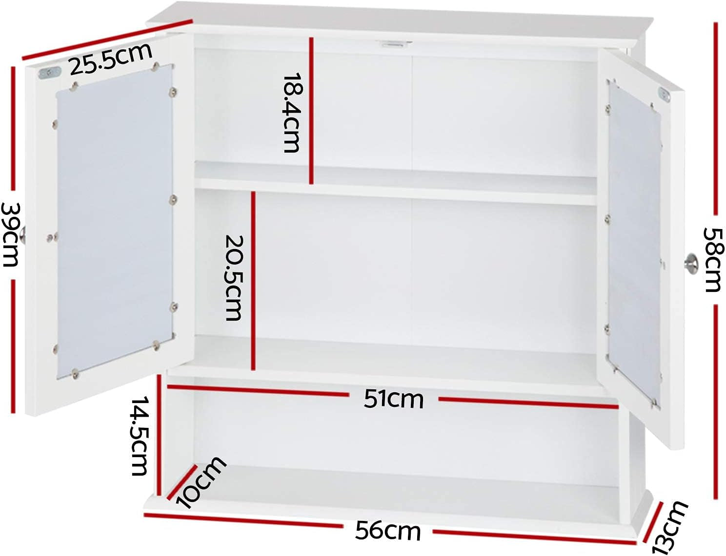 Bathroom Cabinet Storage Shelf Toilet Cupboard Wall Mirror Laundry