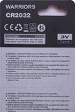 Warriors 2032 CR2032 Coin Button Cell 3V 3 Volt Lithium Batteries 5X Retail Pack Compliant with Coin Battery Safety Standards 2020