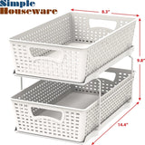 Simplehouseware 2 Tier Bathroom Organizer Tray Pull-Out Sliding Drawer/Under-Sink Storage, White