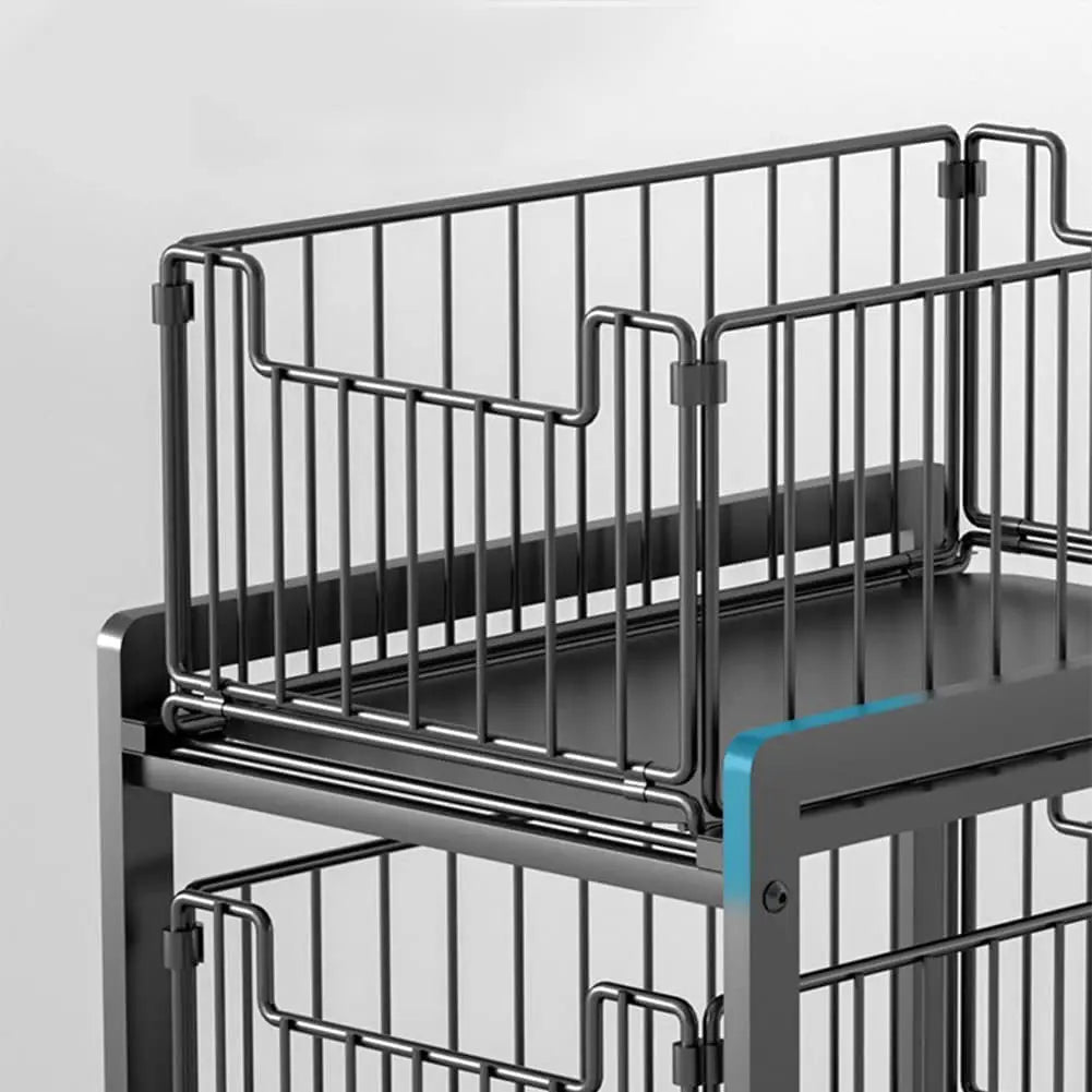 Under Sink Storage 2 Tier Stackable Sliding Basket Organizer Drawer Pull Out Drawer Sliding Basket for Kitchen and Bathroom/Cabinet Drawers,Black