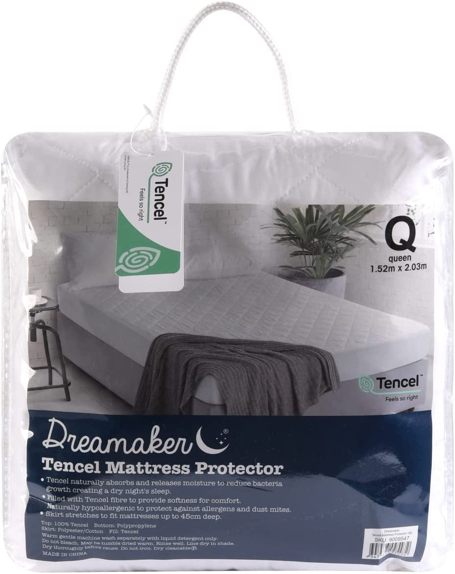 All Seasons Eucalyptus Natural Fibre Tencel Quilted Mattress Protector anti Microbial Feature Regulates Temperature Moisture Absorbent Environmental Friendly - Double Bed