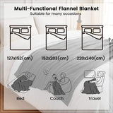 Fleece Blankets 152X203Cm - 300GSM Lightweight Flannel Microfiber Fuzzy Soft Cozy Blanket for Bed, Sofa, Couch, Travel, Camping (Charcoal)