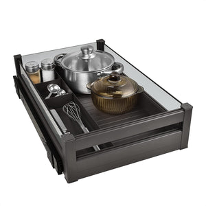 Pull Out Cabinet Organizer Slide Out Pantry Shelves Heavy Duty Roll Out Sliding Tray for Cabinet Full Extension Kitchen Sliding Drawer Storage with Dividers 14 Inch Wide × 21 Inch Deep