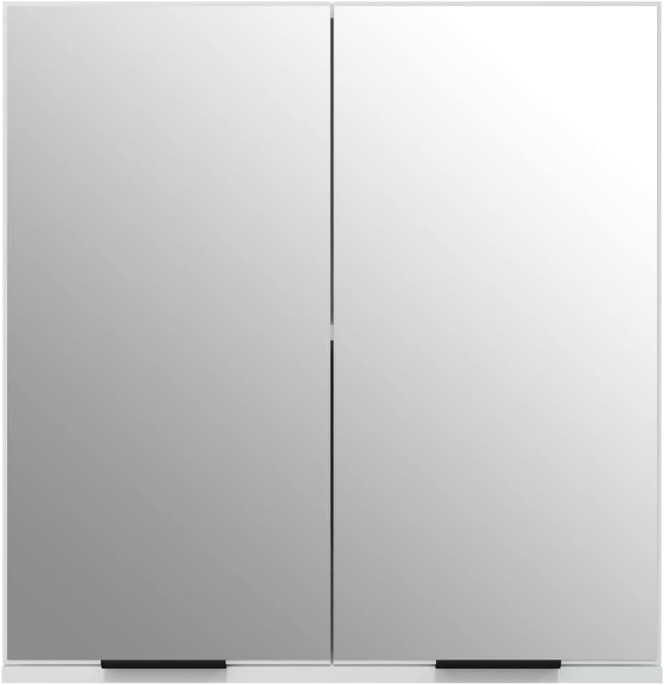 Bathroom Mirror Cabinet Washroom Toilet Home Organiser Storage Vanity Unit Cupboard Shelf Wall Mounted Medicine Cabinet White