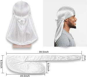Silk Durag Caps, 4 Pack Unisex Satin Durags Long Tail Wide Straps Headwraps for Men & Women Pirate Caps Head Wrap Beanie Hats Waves Silky Durag Cap