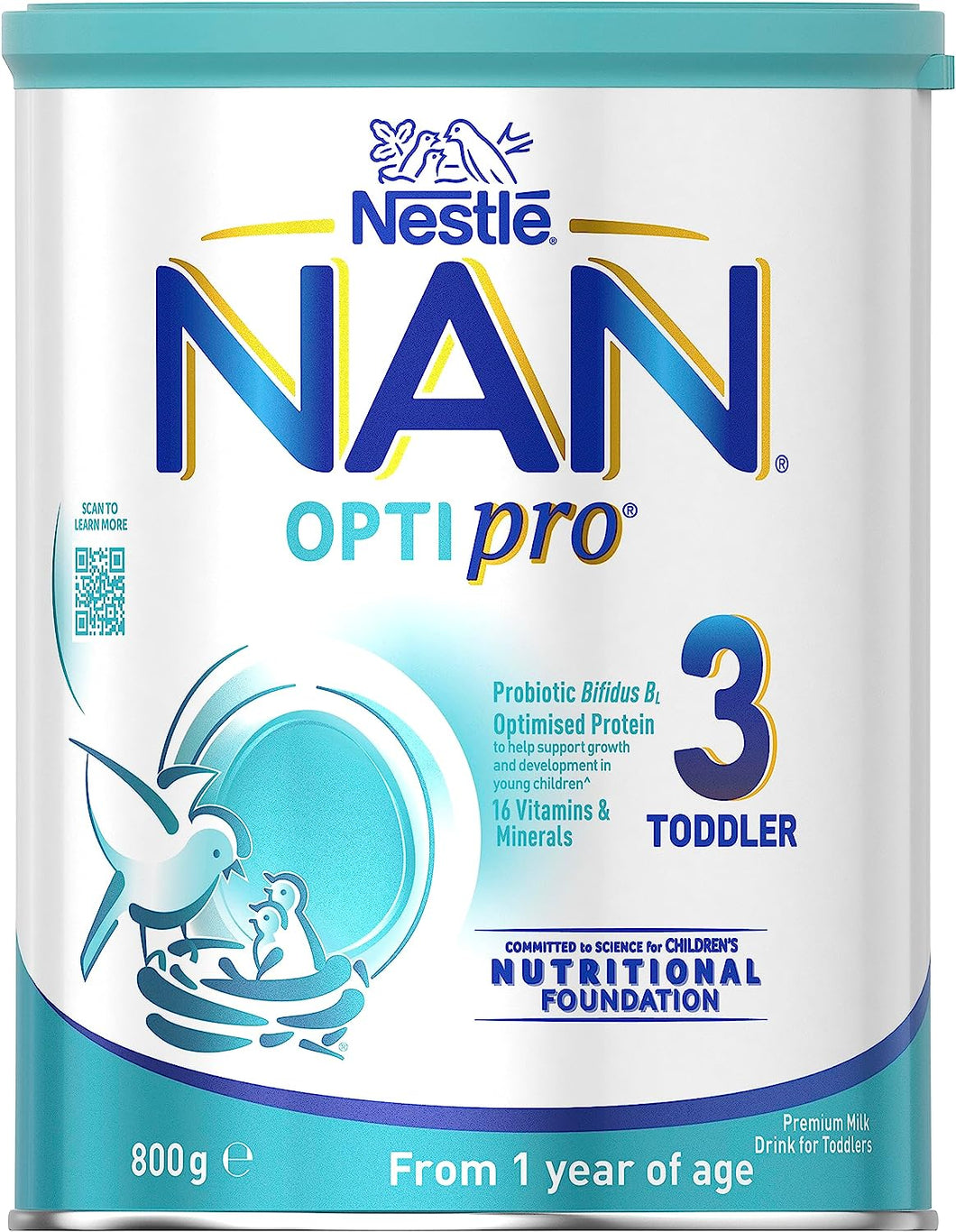 Nestlé NAN OPTIPRO 3, Toddler 1+ Years Milk Drink Powder – 800G