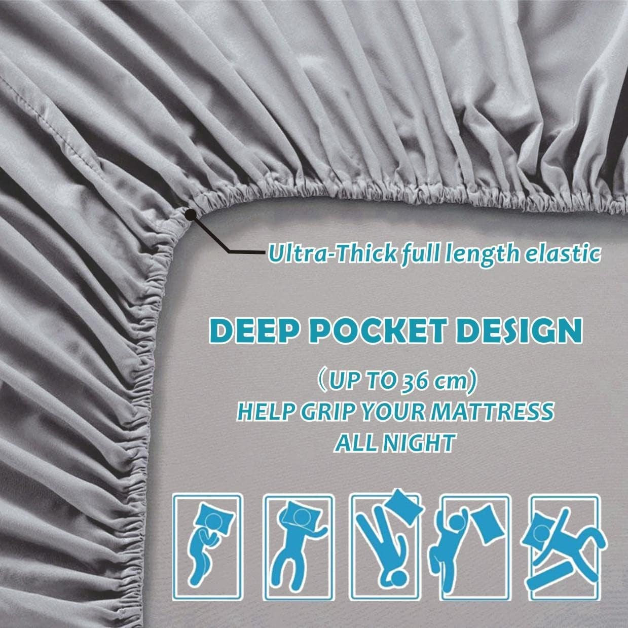 4 Piece Super King Bed Sheet Set-2000Tc Bedding Sheets & Pillowcases -Breathable Bedding - Wrinkle, Fade, Stain Resistant-Deep Pocket Flat Fitted Bed Sheet Set (Silver Gray, Super King)