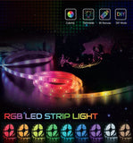 LED Strip Lights 5M 16.4Ft, Bluetooth 5050 RGB Color Changing LED Lights, Music Sync Dance, 44 Keys Remote Controll & Mobile APP Controller, Timing Function for Bedroom, TV, Party, DIY Decora