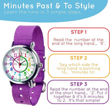 Load image into Gallery viewer, Learn the Time Past/To Children&#39;S Watch Purple #ERW-COL-PT
