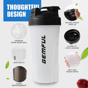Shaker Bottle for Protein Mixes Bpa-Free Leak Proof Smothies Mixer Water Cups 2 Pack