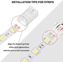 Load image into Gallery viewer, RGB LED Light Strip Connectors 20 Waterproof Adapter Transparent Solderless for Unwired Gapless Track Lighting Connector 5V 12V 24V (2 Pin, 10 Mm)
