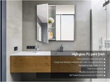 Load image into Gallery viewer, High Gloss PU Finish 2 Doors Bathroom Vanity Mirror Cabinet with Storage Cabinets with Glass Shelves, Two Doors Wall Cabinets for Bathroom Toilet, 750Mm X 150Mm X 720Mm
