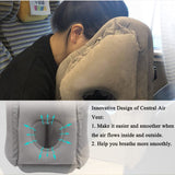 Inflatable Travel Pillow,  Inflatable Airplane Pillow Comfortably Supports the Head, Neck and Chin, Inflatable Neck Pillow with Free Eye Mask/Earplugs (Grey)