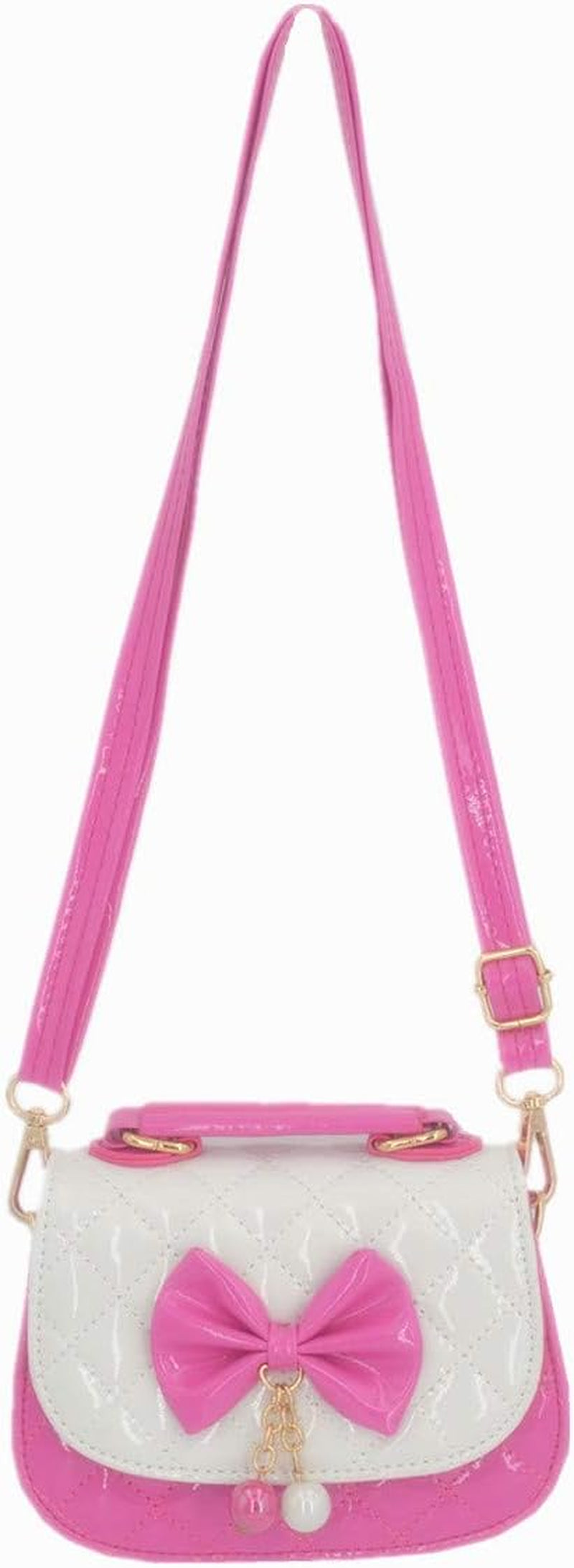 Little Girls Crossbody Purses for Kids - Toddler Mini Cute Princess Handbags Shoulder Bag (Bowknot Rose Pink&White)