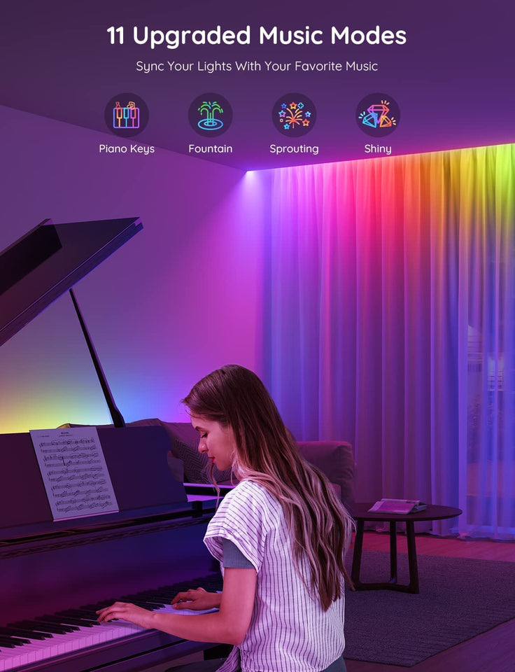 RGBIC LED Strip Lights, 16.4Ft Smart LED Lights for Bedroom, Bluetooth LED Lights APP Control, DIY Multiple Colors on One Line, Color Changing LED Lights Music Sync for Ceiling, Gaming Room