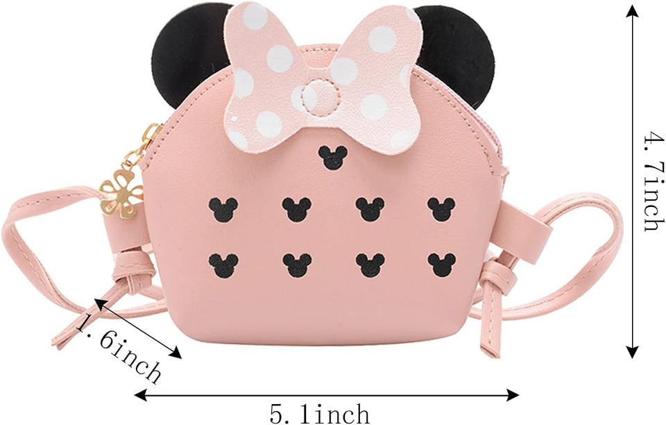 Little Girls Crossbody Purse Toddler Mini Cute Princess Handbag Shoulder Messenger Bag for Kids, a Mouse Pink, Medium, Durable