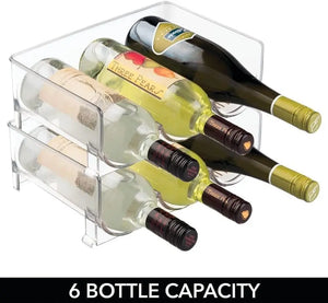 2 Pack Plastic Water Bottle Organizer, Stackable Bottle Holder,Wine Bottle Holder, Drink Organizer Shelf,Storage Rack for Kitchen Countertop, Cabinet, Pantry, Fridge