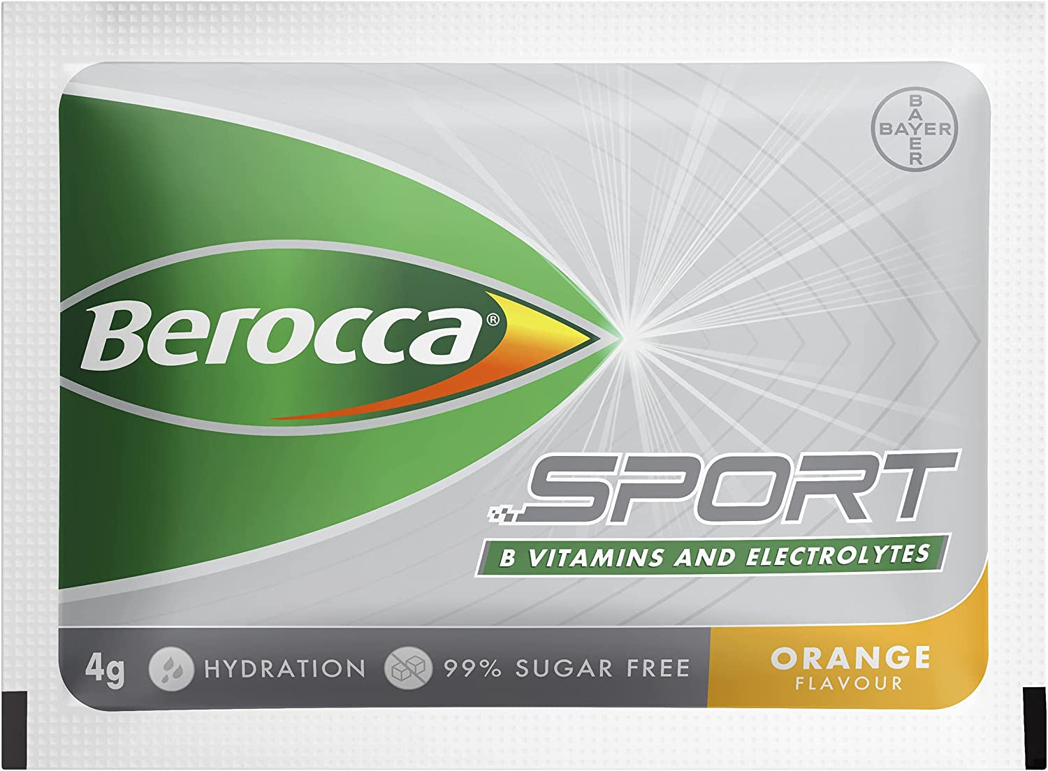 Sport Electrolyte Drink with B Vitamins & Minerals for Hydration & Nutritional Support during Exercise, Orange Flavour, 24 Pack Sachets