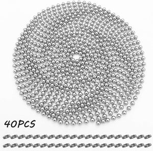 Beaded Pull Chain Extension with Connector, Stainless Steel 5 M Length Pull Chain with 40 Matching Connectors for Daily Life-Silver