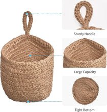 Load image into Gallery viewer, Hanging Wall Vegetable Fruit Baskets，Hanging Basket for Pantry Potato Garlic Onion Fruit Storage Handwoven Decorative Kitchen Organizer and Wall Planter Holder(Large)

