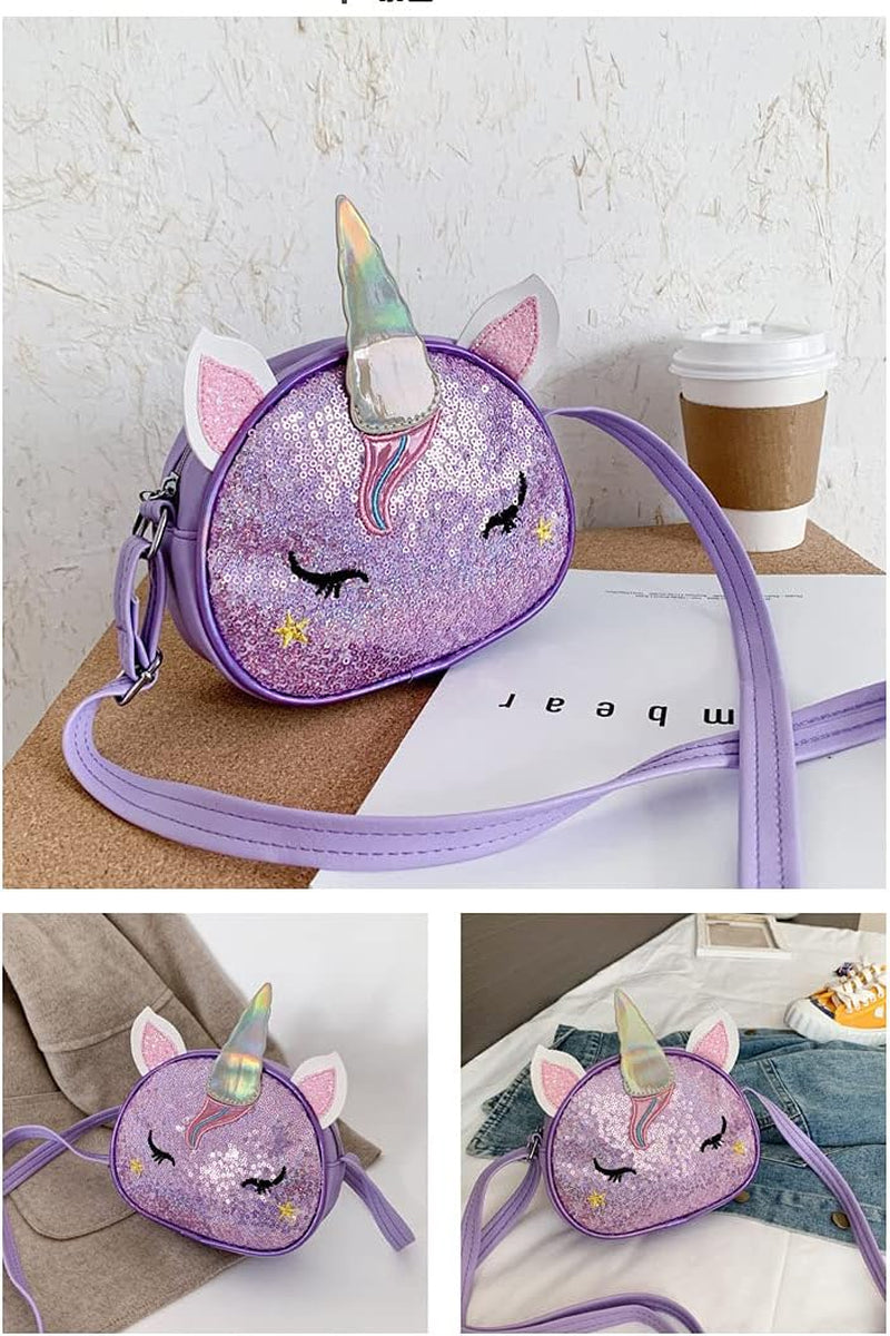 Girls Unicorn Sequin Glitter Crossbody Shoulder Purse Handbag Women Satchel Tote Shell Bag, Sequin Blue, One Size, Satchel