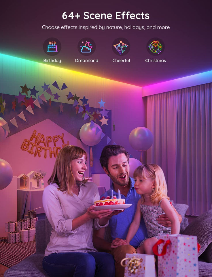 RGBIC LED Strip Lights, 16.4Ft Smart LED Lights for Bedroom, Bluetooth LED Lights APP Control, DIY Multiple Colors on One Line, Color Changing LED Lights Music Sync for Ceiling, Gaming Room