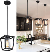 Load image into Gallery viewer, Pendant Lighting for Kitchen Island, 1-Light Black Pendant Lights with Glass Shade, Cage Hanging Light Fixtures, Farmhouse Pendant Light for Dining Room, Entryway, Hallway, Foyer
