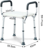 Shower Chair Adjustable Bath Stool Shower Bench Tub Seat with Padded Armrest for Elderly Disabled Bathroom