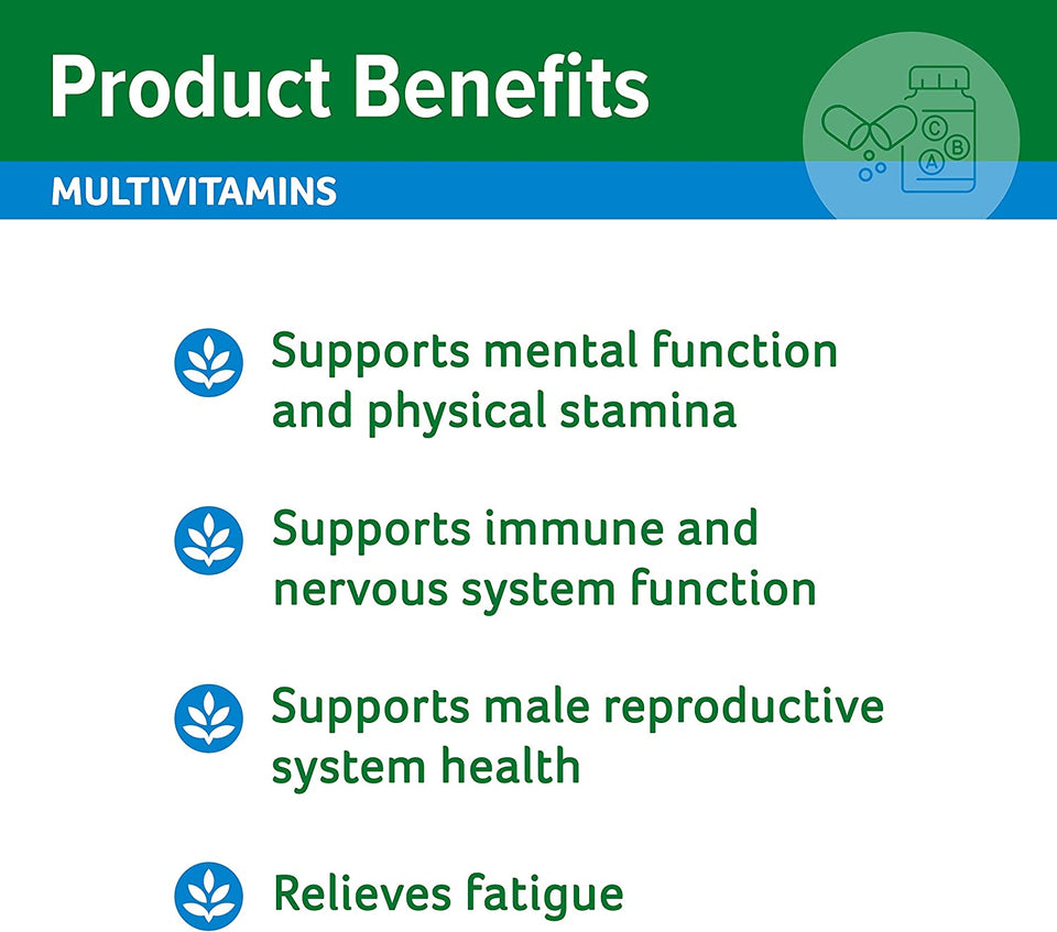 Men’S Multivitamin + Performance - Supports Mental Function and Physical Stamina - Relieves Fatigue, Multi Vitamin 100 Capsules
