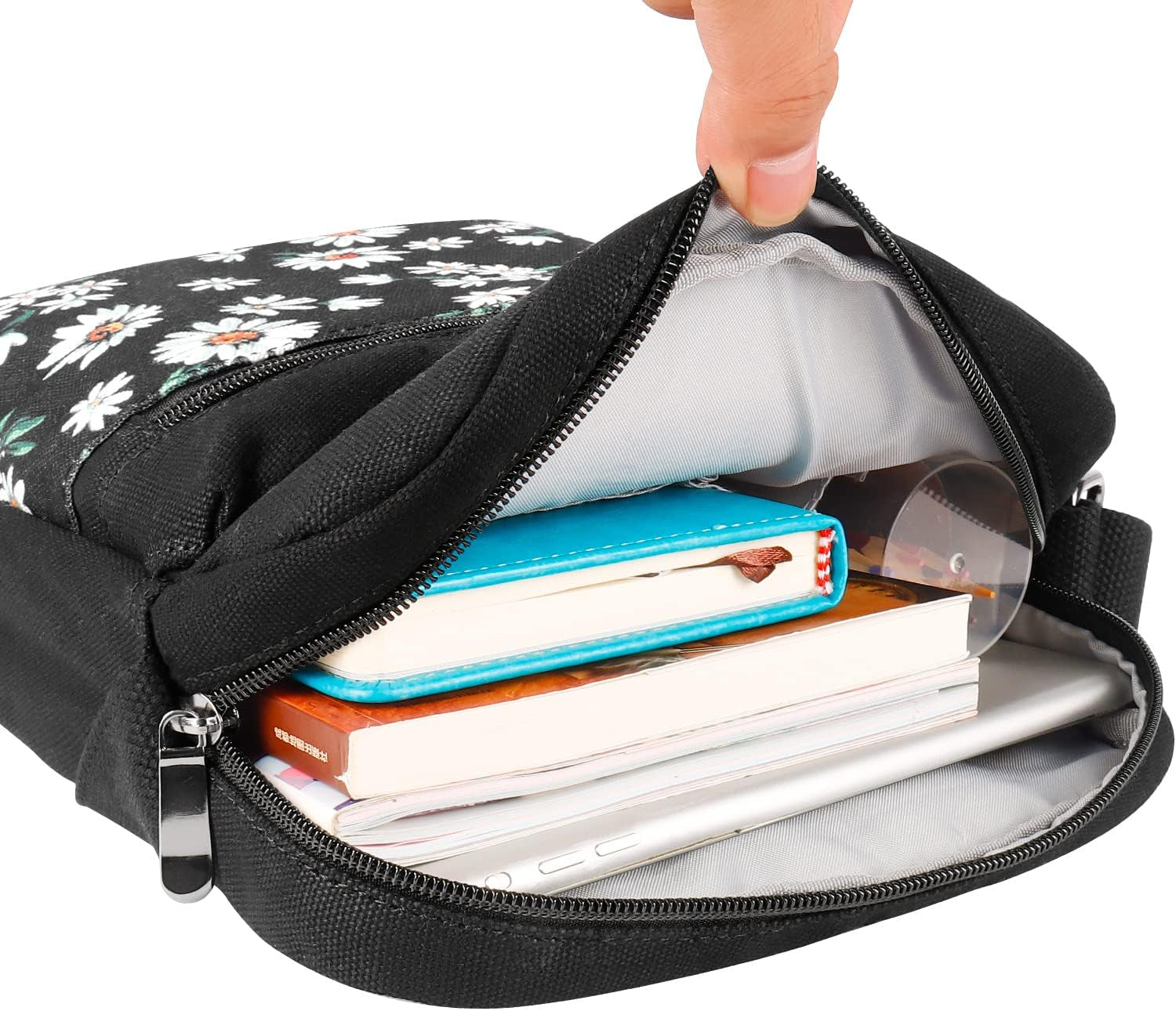 Small Crossbody Purse for Teen Girls and Women, Daisy-Black, Small