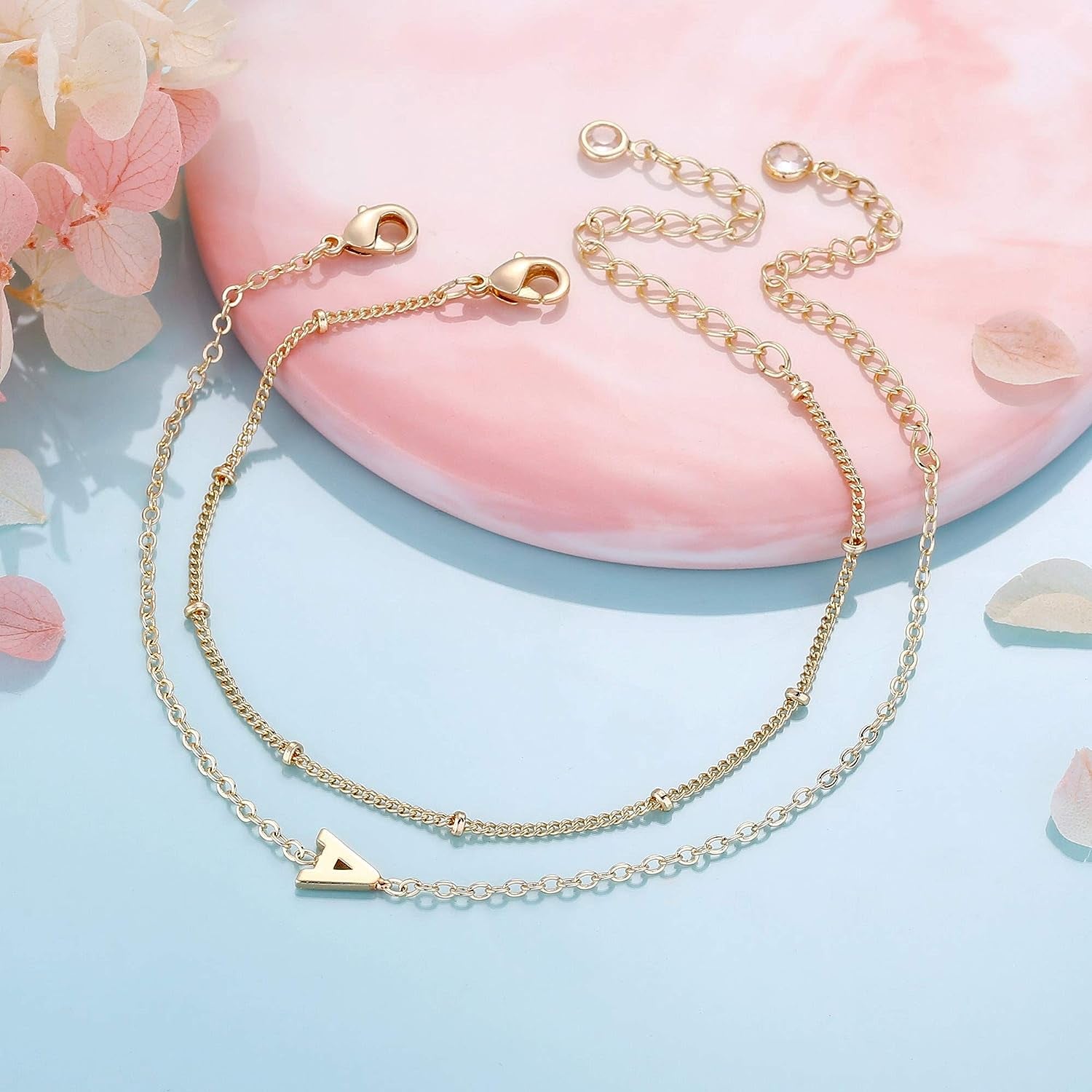 Dainty Gold Initial Bracelets for Women, 14K Gold Plated Dainty Personalized Gold Bracelets Initial Bracelets for Women Teen Girls Jewelry Chain Bracelets for Kids Toddler Little Girls Jewelry Gifts