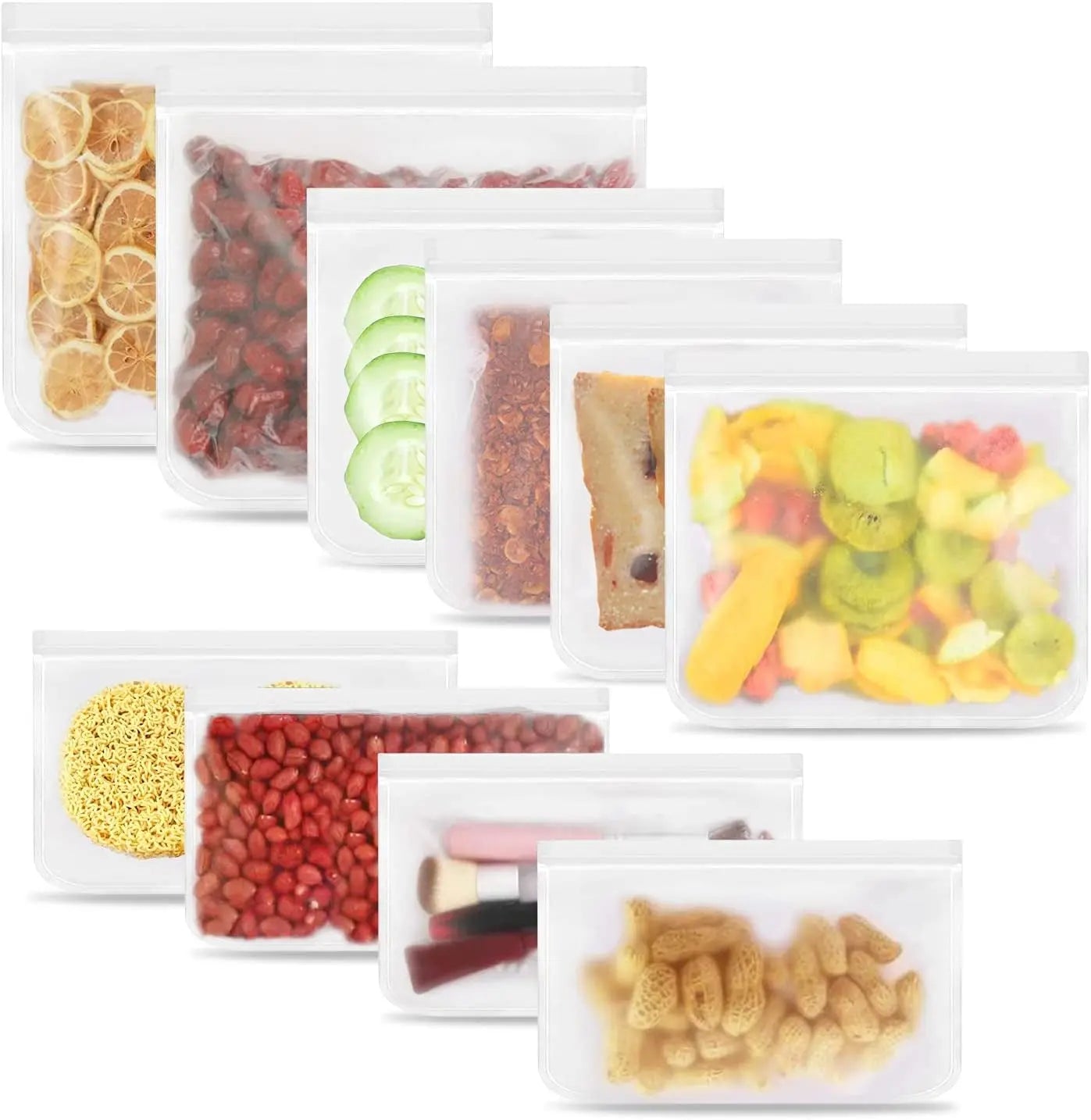 10 Pack Reusable Ziplock Bag for Fridge Freezer Food Storage,Extra Thick Leakproof Lunch Bag for Kitchen Food Storage Handy Kitchen Tools & Gadgets, Home Kitchen Storage & Organisation Set