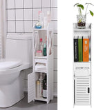 Corner Bathroom Storage Cabinet, Small Storage Corner Floor Cabinet Hollow Out Geometry Design with Door for Store Toilet Paper, Books