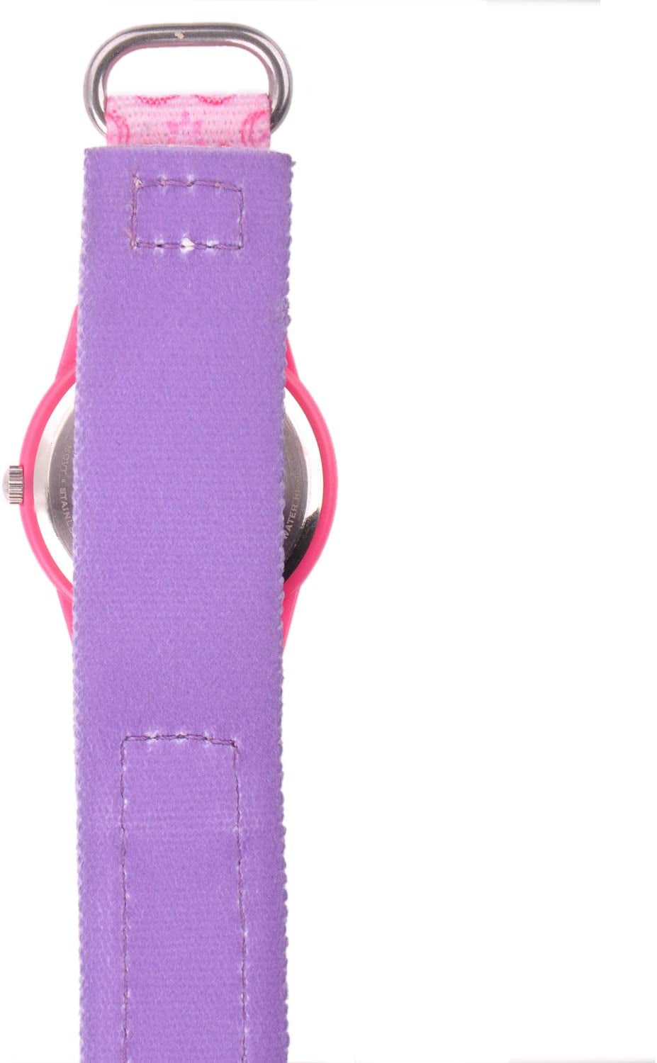 Dsiney Princess Kids' Plastic Time Teacher Analog Quartz Nylon Strap Watch, Pink