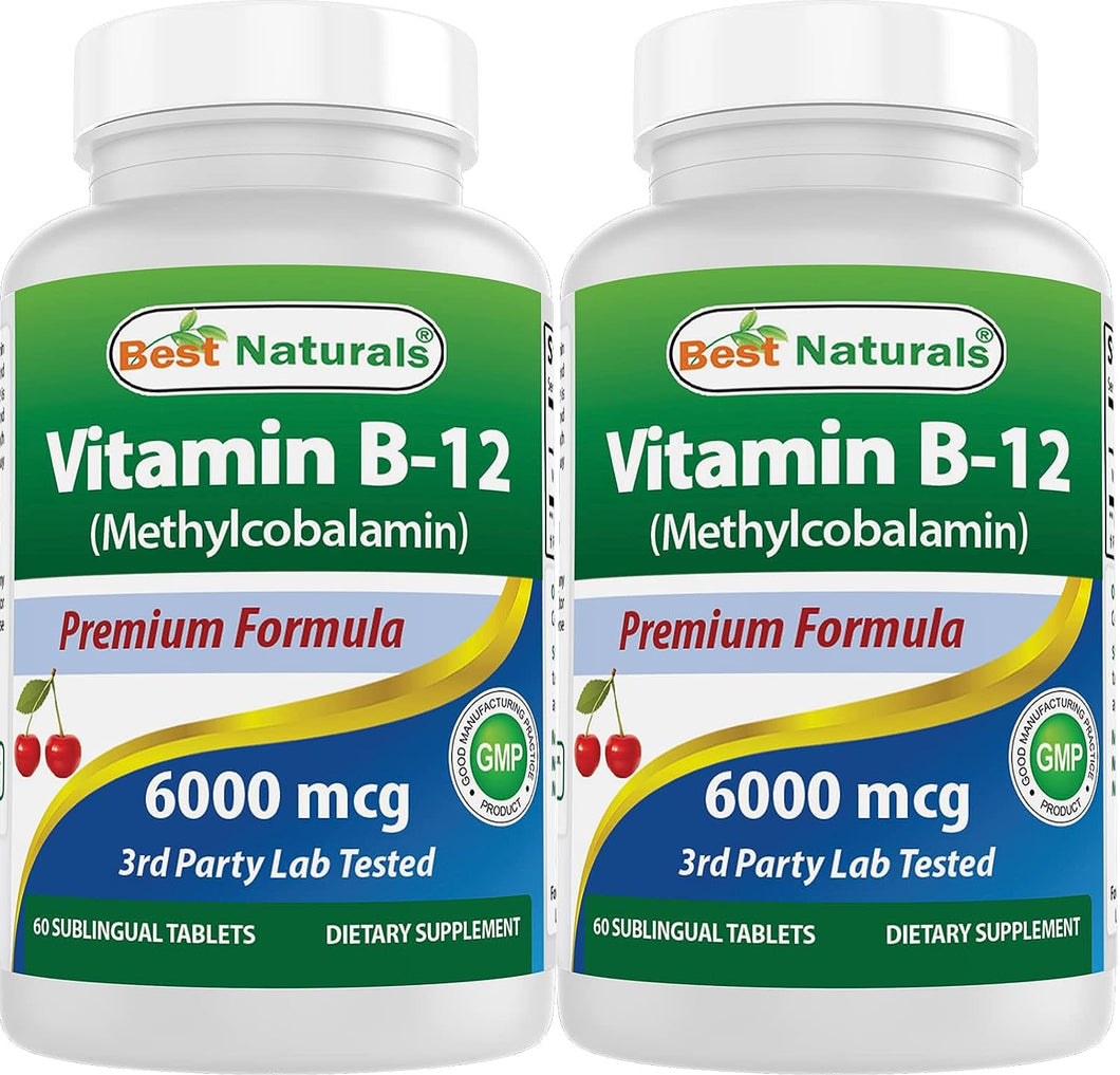 Vitamin B-12 as Methylcobalamin (Methyl B12), 6000 Mcg 60 Sublingual Tablets (60 Count (Pack of 2))