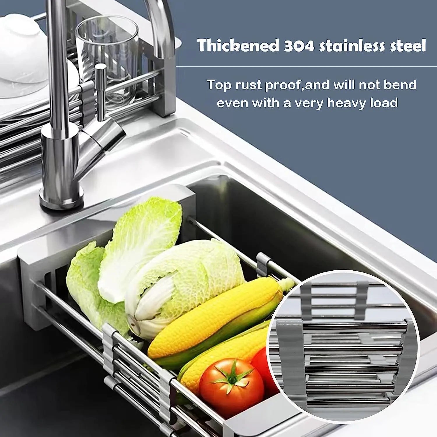 Expandable Dish Drying Rack over Sink, Stainless Steel Kitchen Sink Organiser, Dish Racks & Holders for Kitchen Storage & Organisation, Houseware Accessories for Home Storage & Organisation