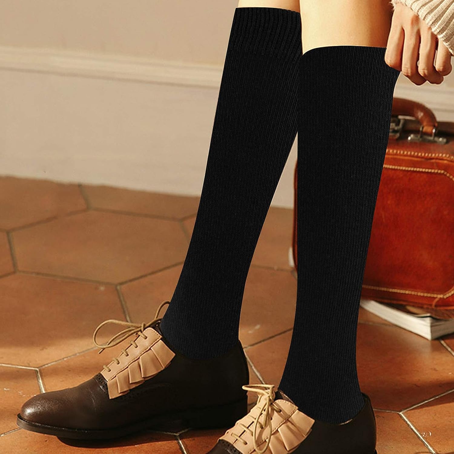 3 Pack School Uniform Cotton Knee High Socks Knee High Socks for Girls and Boys