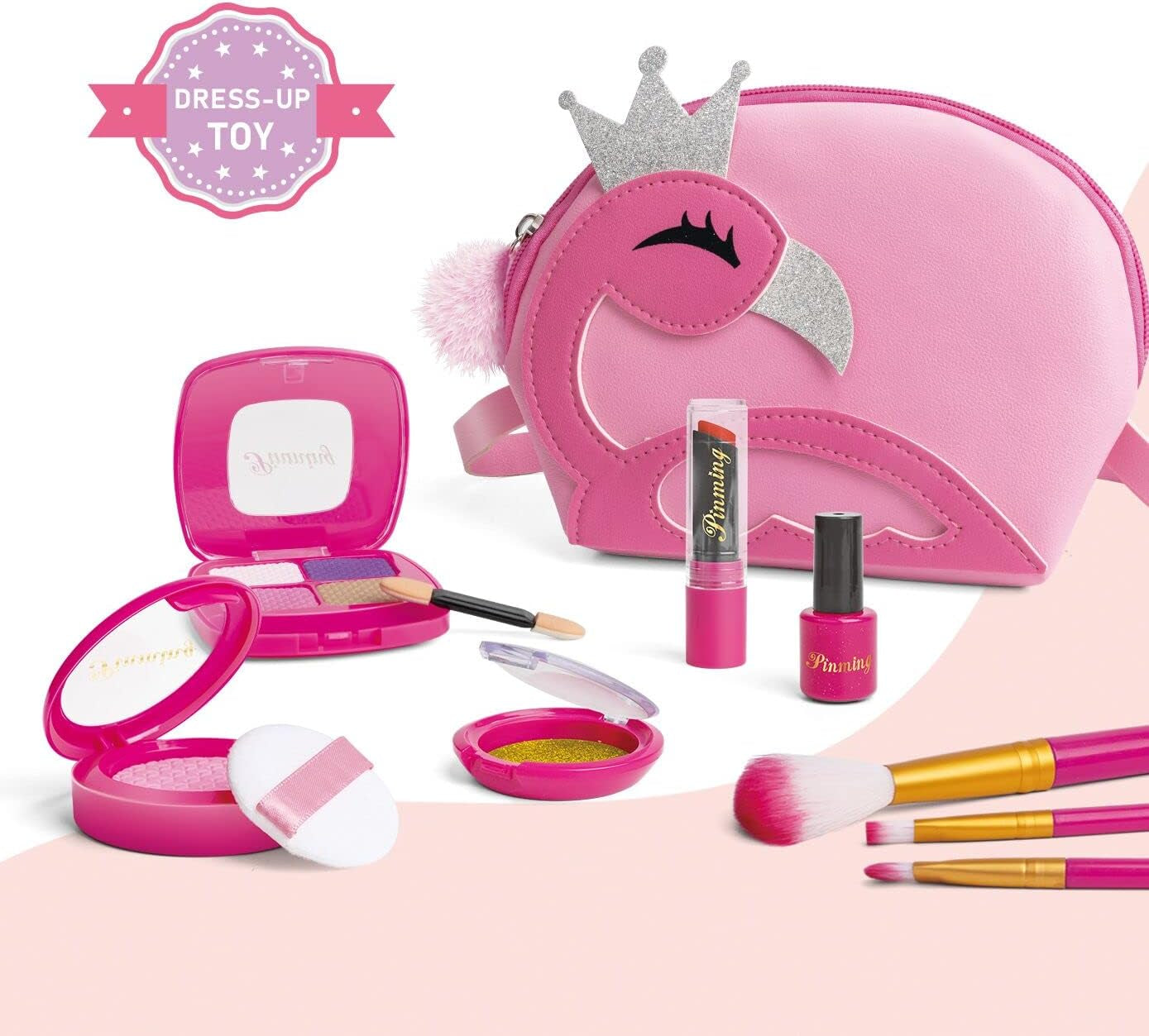 Makeup Kit for Girls, 9 Pcs Pretend Makeup Play Set with Unicorn Cosmetic Bag, Dress up Purse Little Girls Toss for 3 4 5 6 7 8 9 10 Years Old Children Birthday Gifts