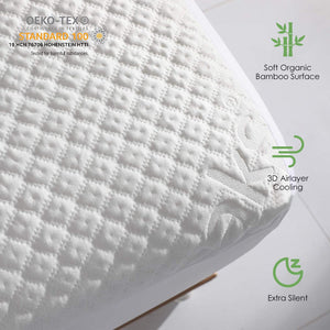 King Size Waterproof Mattress Protector Bamboo Cooling Fitted Mattress Pad Cover with Deep Pocket up to 18''