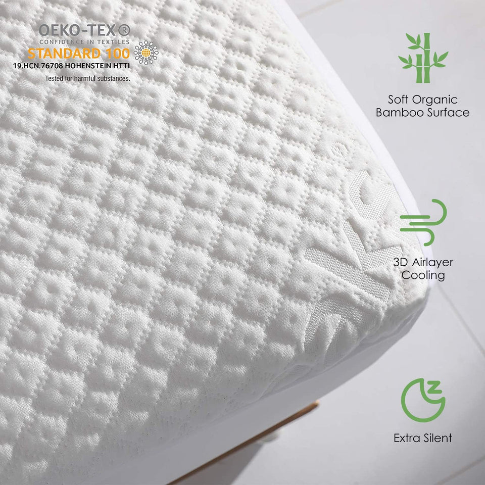 King Size Waterproof Mattress Protector Bamboo Cooling Fitted Mattress Pad Cover with Deep Pocket up to 18''