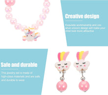Load image into Gallery viewer, 1 Set Unicorns Gifts for Girls Rainbow Gifts Unicorn Purse Jewelry Set for Kids Girl Unicorn Clip- on Earring Unicorn Necklace Bracelet Bag Backpacks Little Girl Jewelry Accessories
