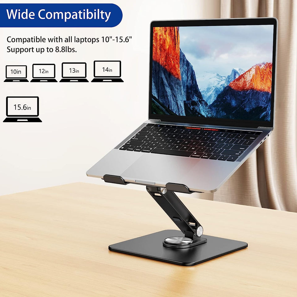 LSX7 Laptop Stand with 360° Rotating Base, Ergonomic Adjustable Notebook Stand, Riser Holder Computer Stand Compatible with Air, Pro, Dell, HP, Lenovo More 10-15.6" Laptops (Black)