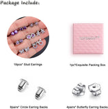 8 Pairs Hypoallergenic Earrings 925 Sterling Silver Stud Earrings Heart CZ Tiny Butterfly for Kids, Toddlers, Little Girls, Teens, Women