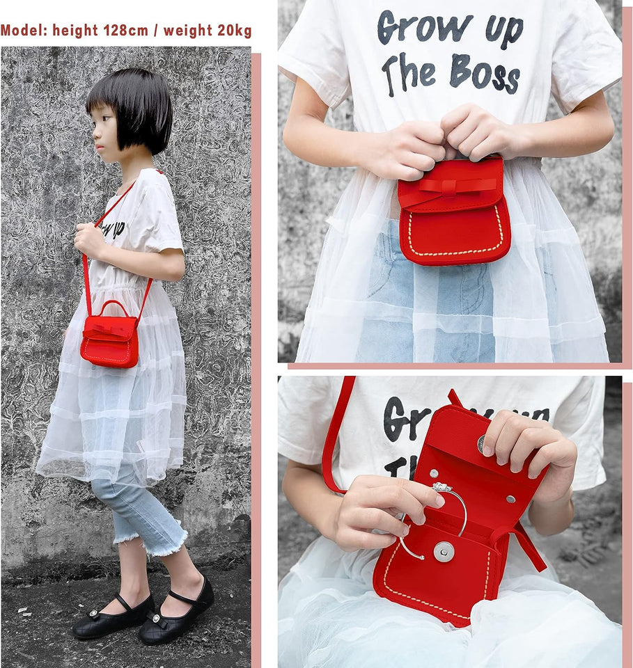 Girls Mini Shoulder Bag Little Girls Handbag with Bow Knot Mini Flap Bag Purse Small Wallet Bag Crossbody Bag for Girls Kids Toddler Age 2-5 Years Old Height 80-110Cm/31.5"-43.3"