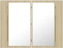 Load image into Gallery viewer, LED Bathroom Mirror Cabinet Indoor Washroom Vanity Wall Furniture Household LED Mirror Storage Cabinet with RGB Light Sonoma Oak Acrylic
