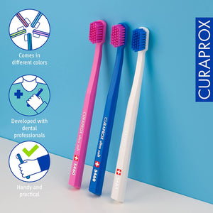 Toothbrush Set CS 5460-3-Pack Ultra Soft Manual Toothbrush for Adults with 5460 Curen Bristles - Random Color (3 Pack)