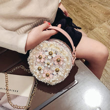 Load image into Gallery viewer, Forwe Little Girls Toddler Crossbody Purse with Pearl Flowers Mini Cute Princess Handbags Shoulder Chain Bag

