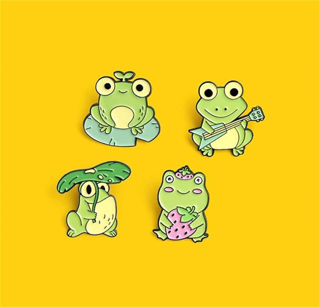 Cute Frog Enamel Brooch Pin Set Cartoon Animal Pins Creative Lapel Pins Frog Enamel Pin Brooch for Backpacks Hats Bags