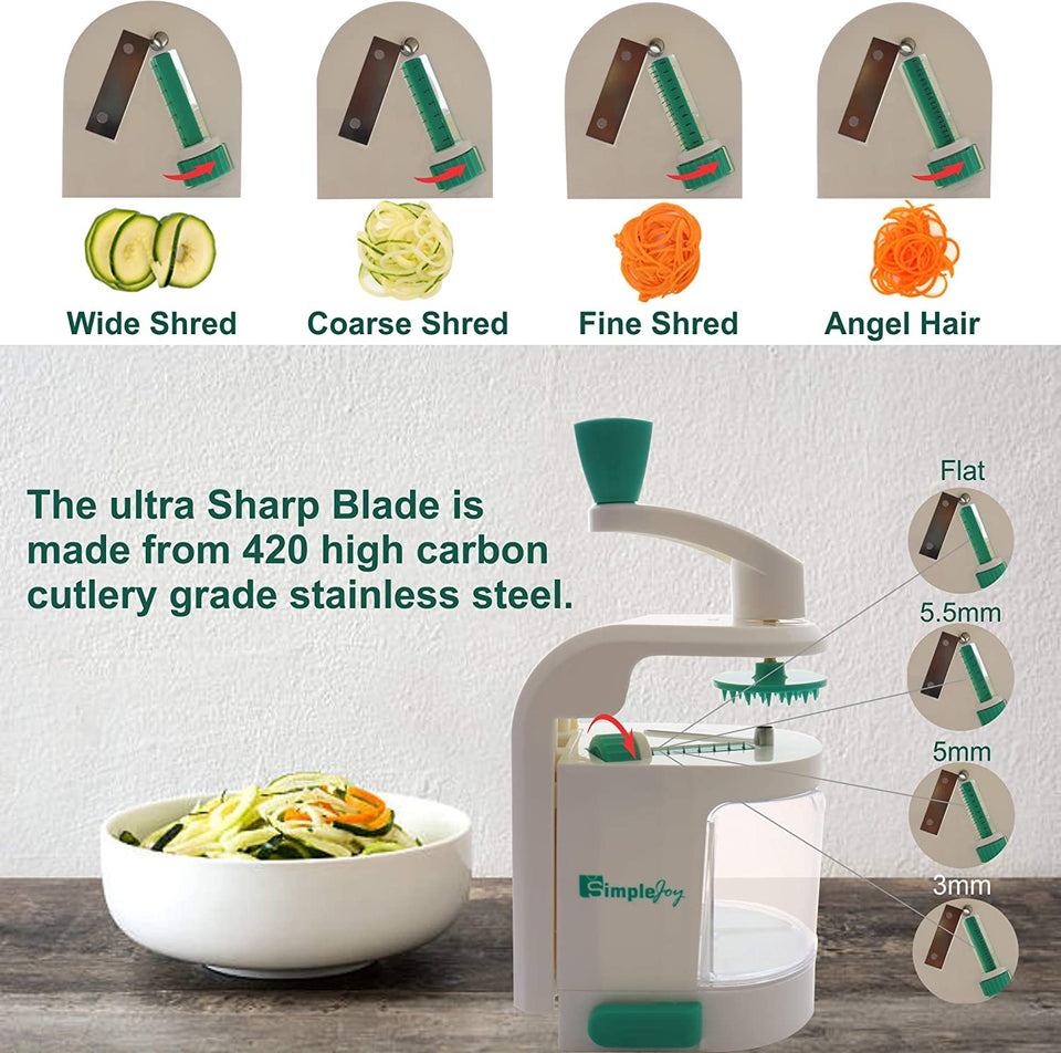 Spiral Slicer, Premium Rotatable Blades Spiralizer, Zucchini and Vegetable Slicer.Specially Made for Vege Based Diets.Bonus Recipe E-Book and Cleaning Brush. . Enjoy Healthy