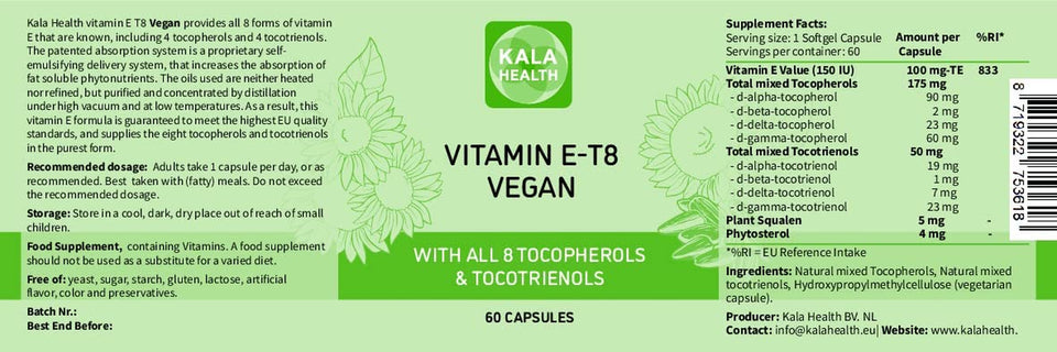Unique Vegan Formula with All 8 Tocopherols and Tocotrienols Vitamin E– 400 IU Contains No Pah’S, Heavy Metals, Contaminants or Preservatives - Certified Sustainable - Hair, Scars and Skin